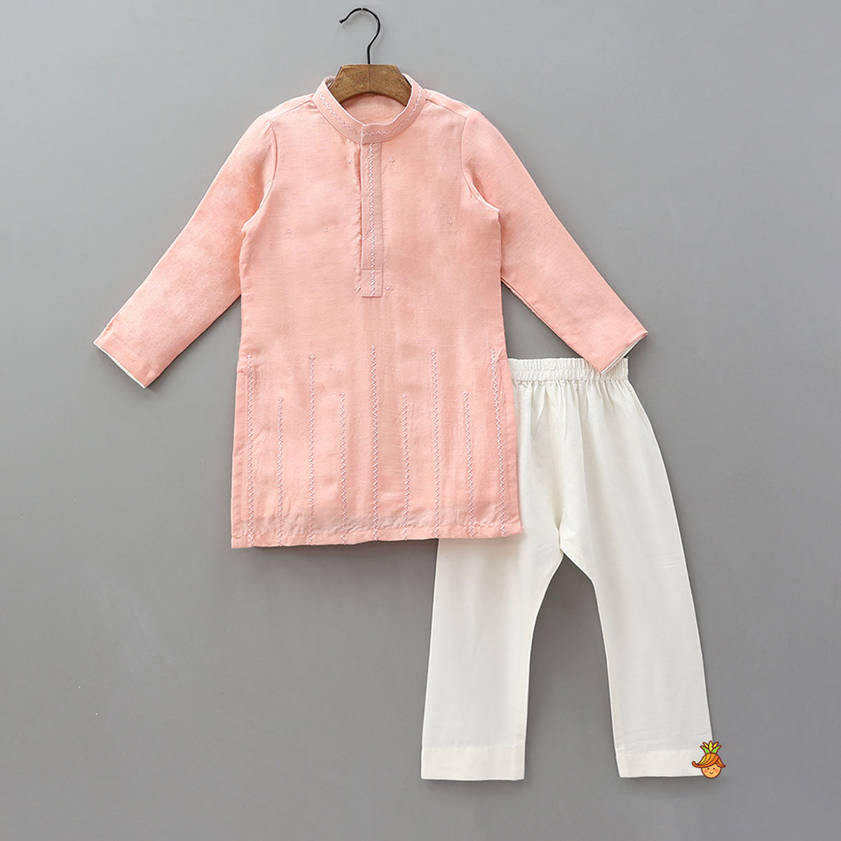 Elegant Kurta With Thread-Work Jacket And Pyjama