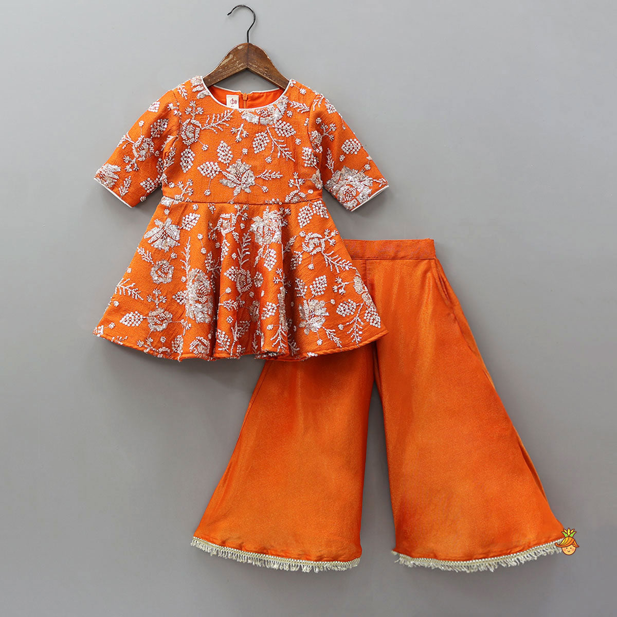 Intricate Beads And Cut Dana Embroidered Kurti With Flared Palazzo