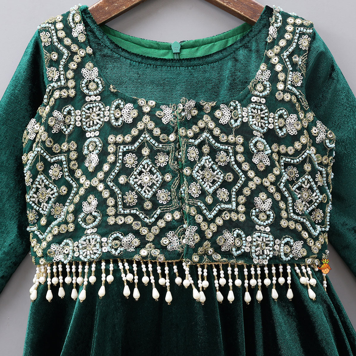 Flared Velvet Anarkali With Gorgeous Embroidered Crop Jacket
