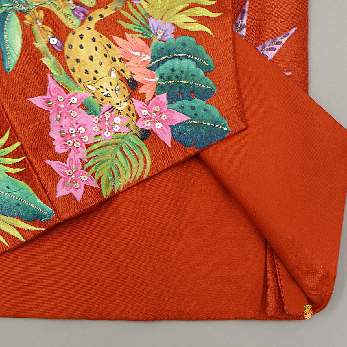 Ethnic Kurta With Hand-Painted Jacket And Matching Dhoti