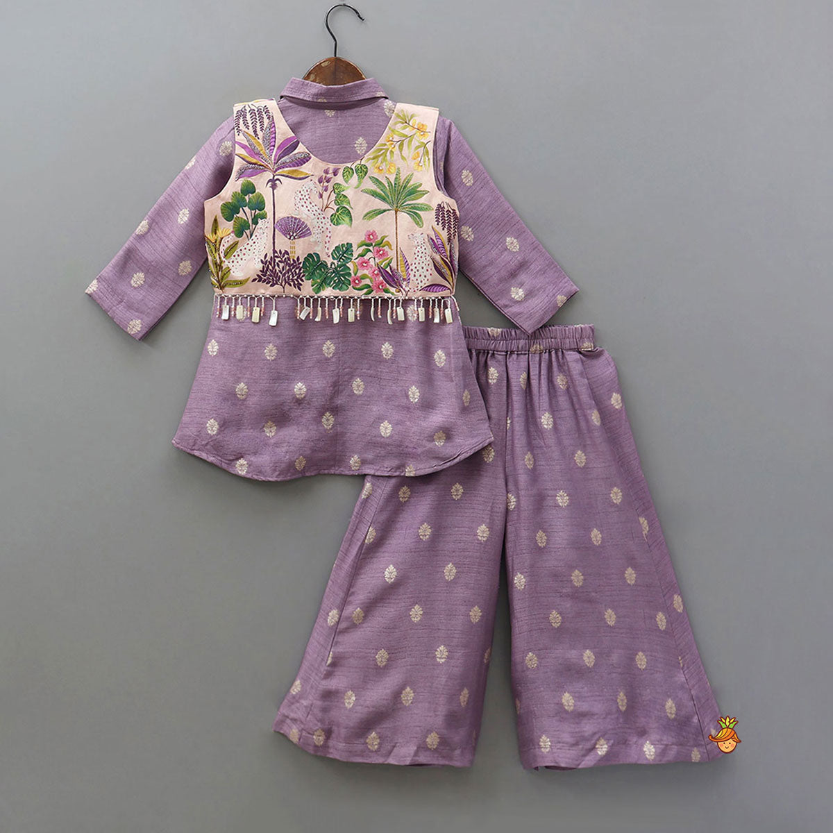 Stylish Shirt Style Top With Hand Painted Jacket And Palazzo