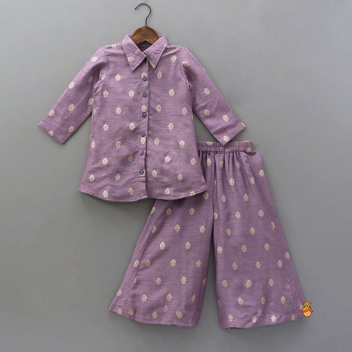 Stylish Shirt Style Top With Hand Painted Jacket And Palazzo