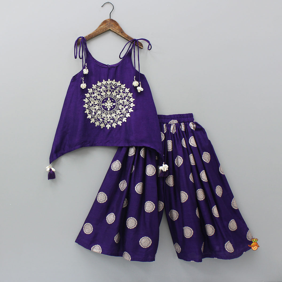 Gota Work Stylish Flared Top With Palazzo