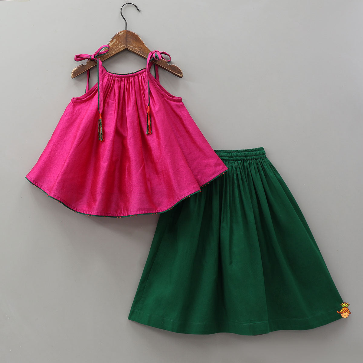 Knot Detail Flared Top And Lehenga