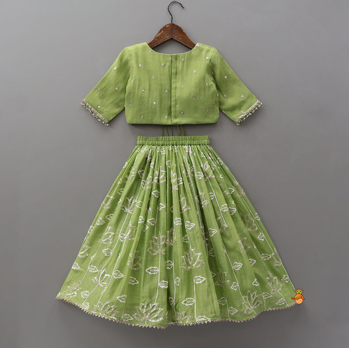 Stylish Top With Sequined Lehenga And Matching Dupatta