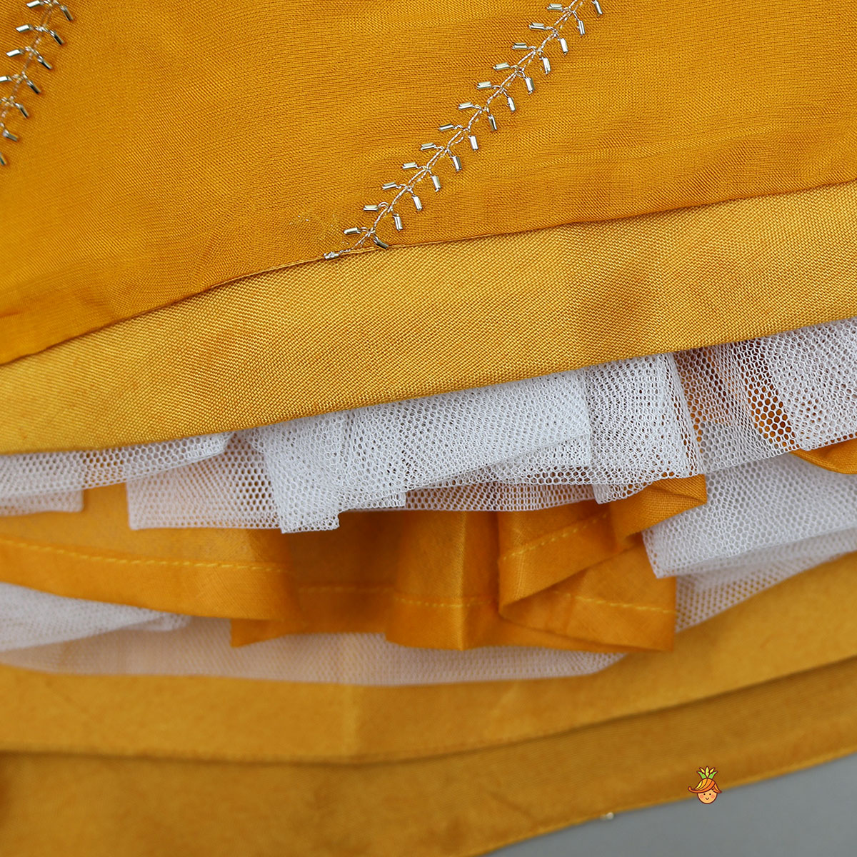 Stunning Lace Work Top And Lehenga With Net Dupatta