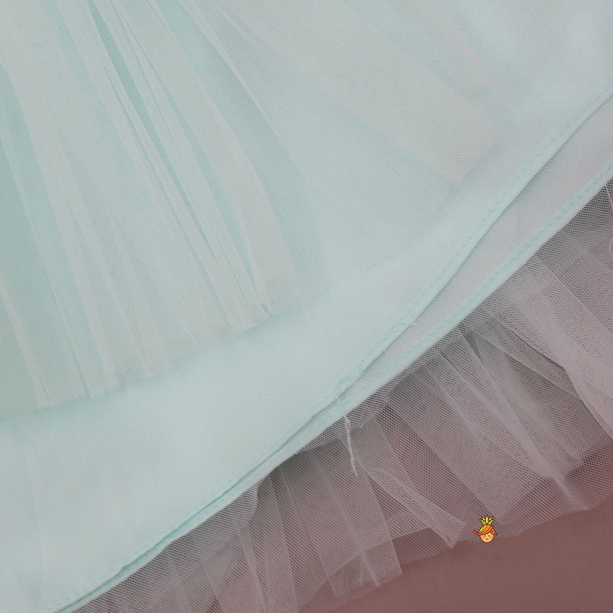 Stunning Aqua-Themed Embroidered Dress With Hair Tie