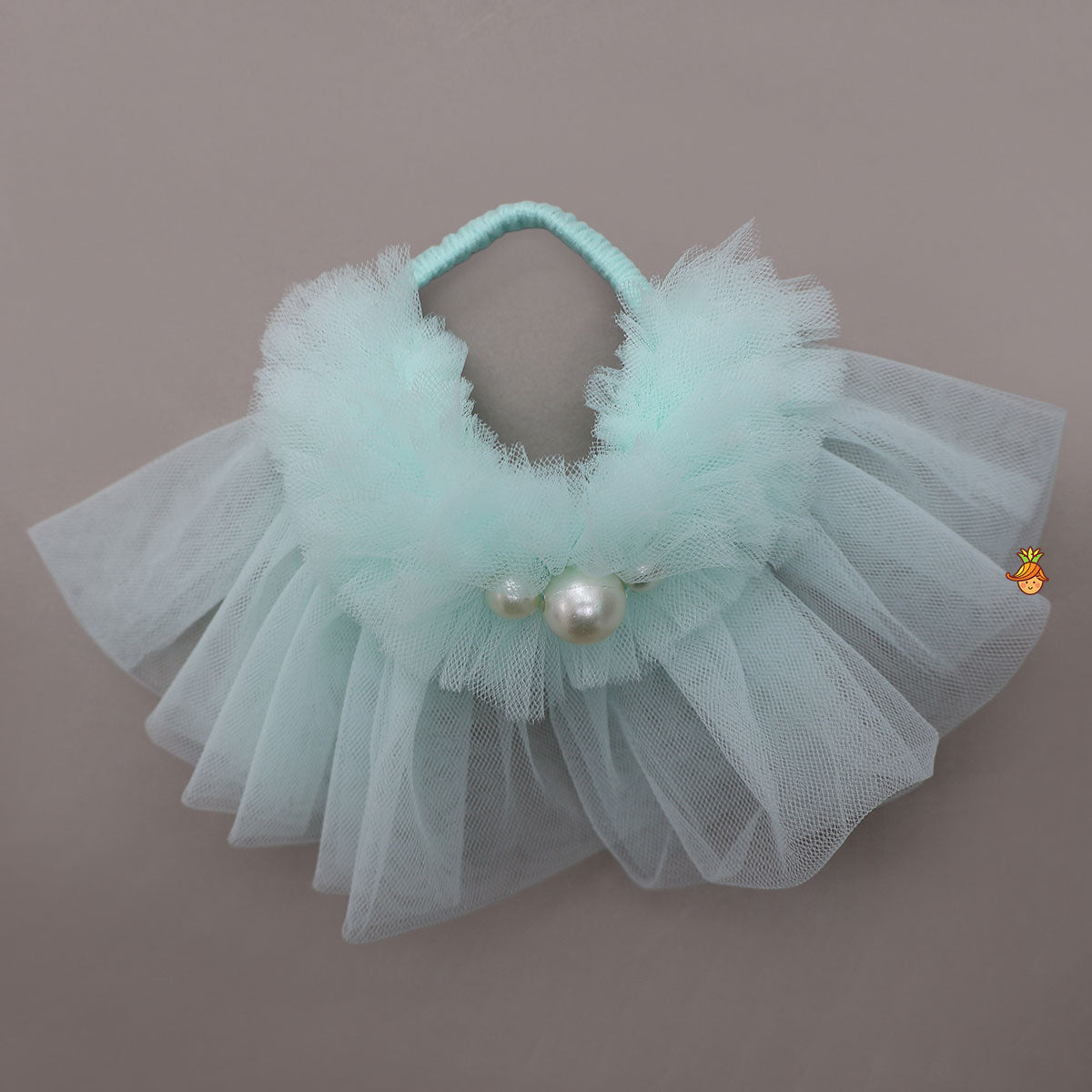 Stunning Aqua-Themed Embroidered Dress With Hair Tie
