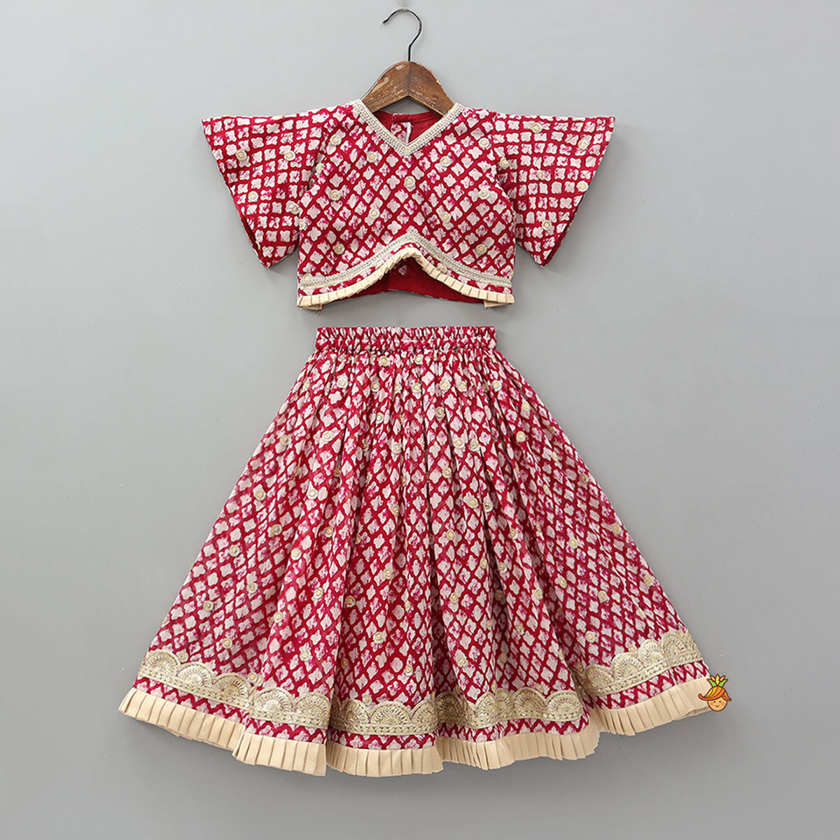 Stylish Printed Ethnic Top With Matching Lehenga