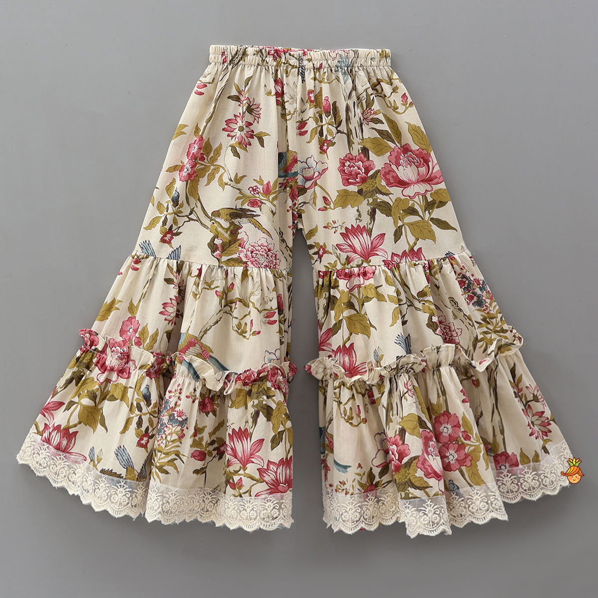 Strappy Adorable Top With Floral Printed Jacket And Sharara