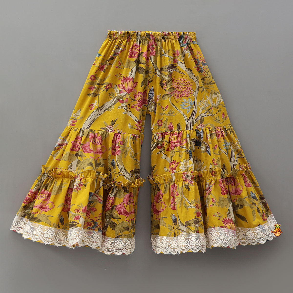 Strappy Top With Floral Printed Jacket And Sharara