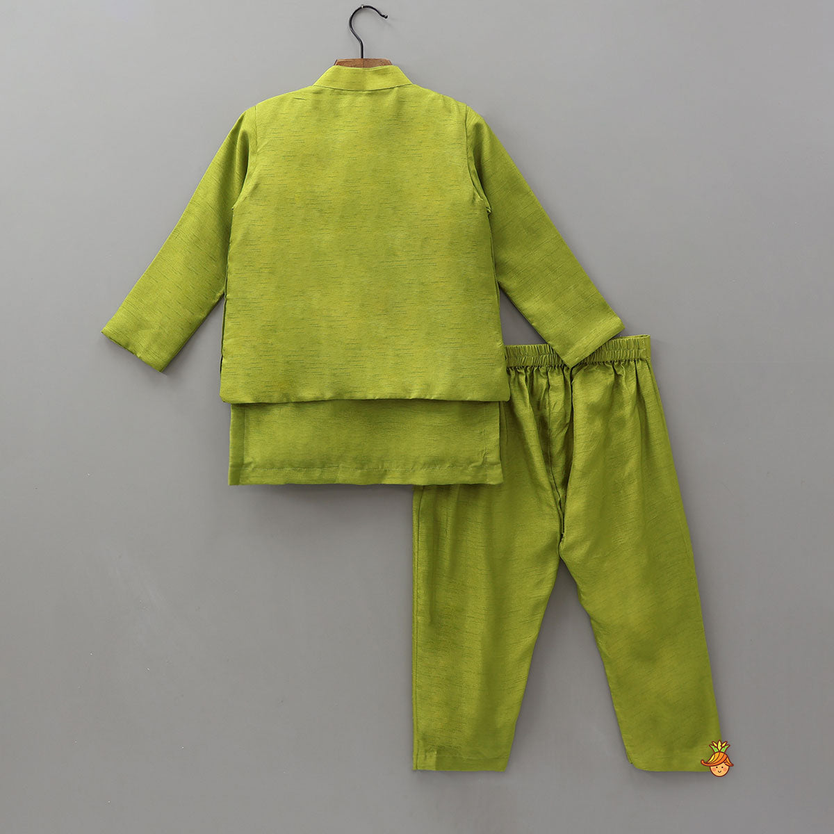 Pin-Tuck Kurta With Open Jacket And Pyjama