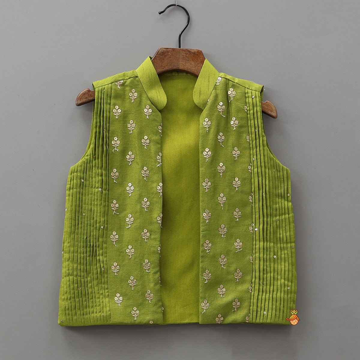 Pin-Tuck Kurta With Open Jacket And Pyjama