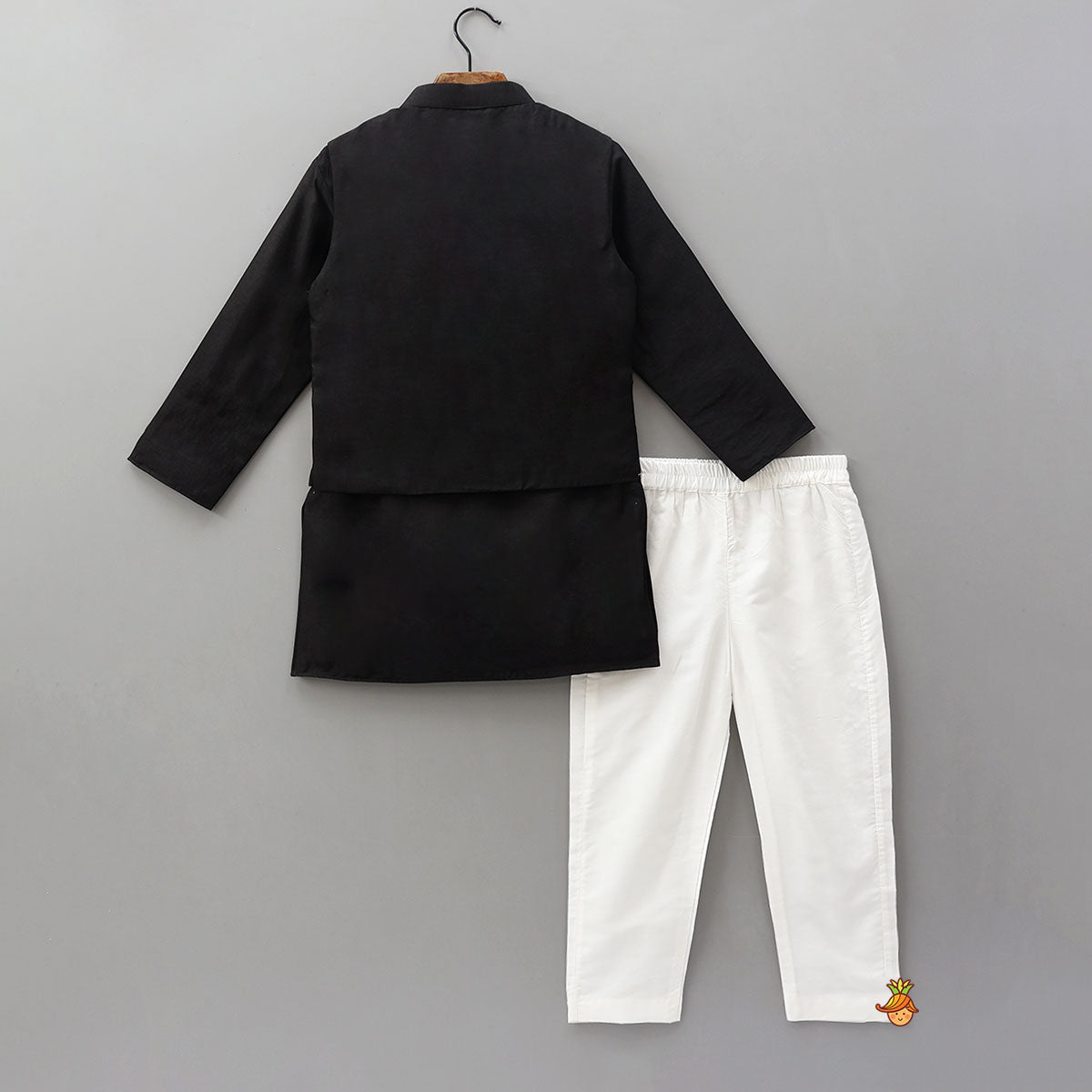 Kurta With Embroidered Jacket And Pyjama