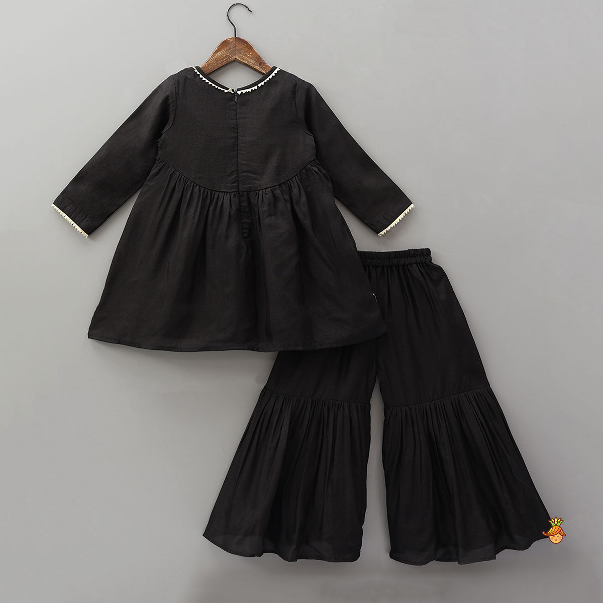 Floral Embroidered Kurti And Sharara With Matching Dupatta