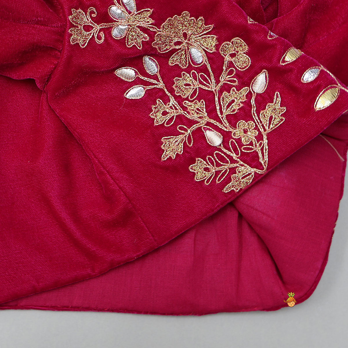 Stand Collar Velvet Top And Lehenga