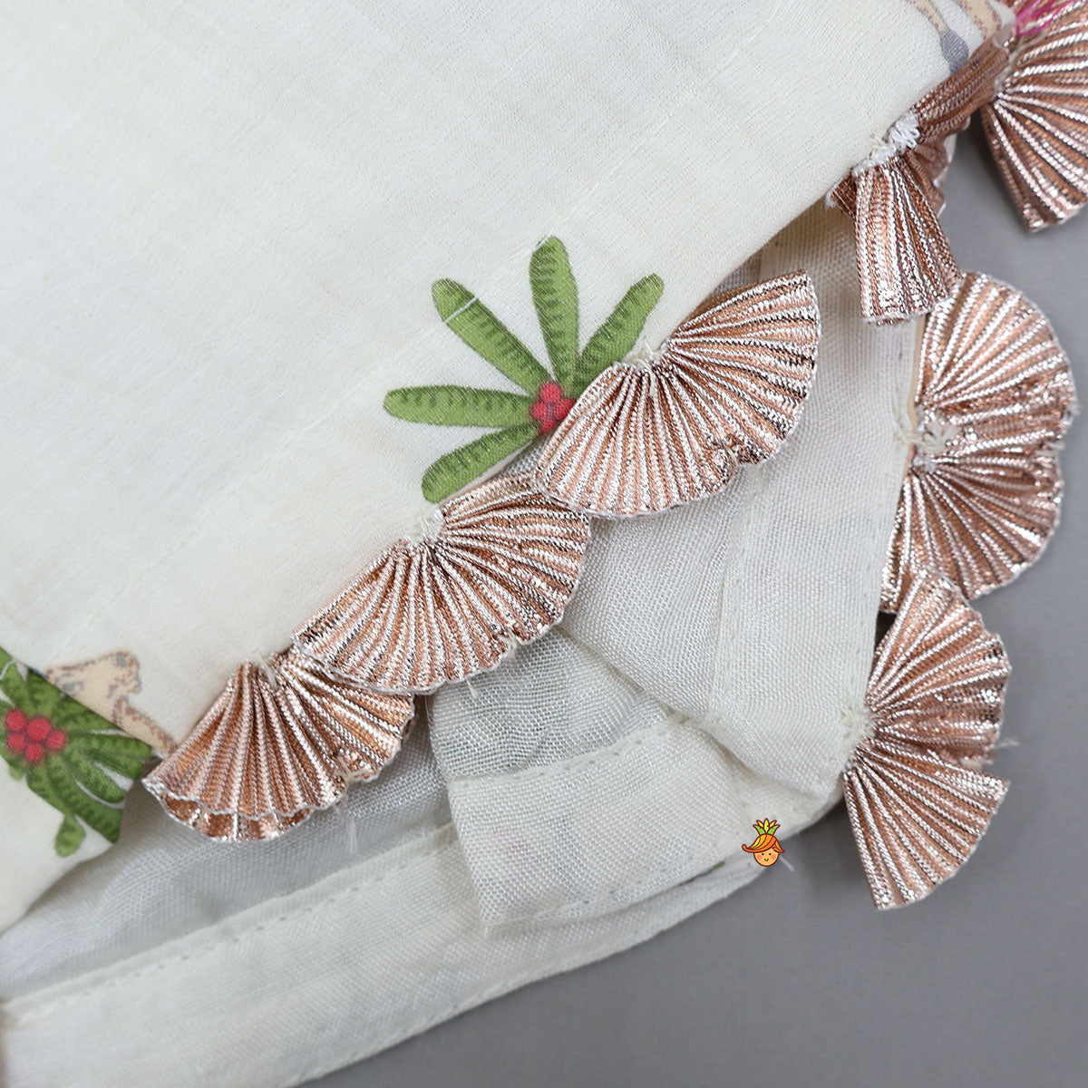 Adorable Printed Top With Fringed Detailing And Lehenga