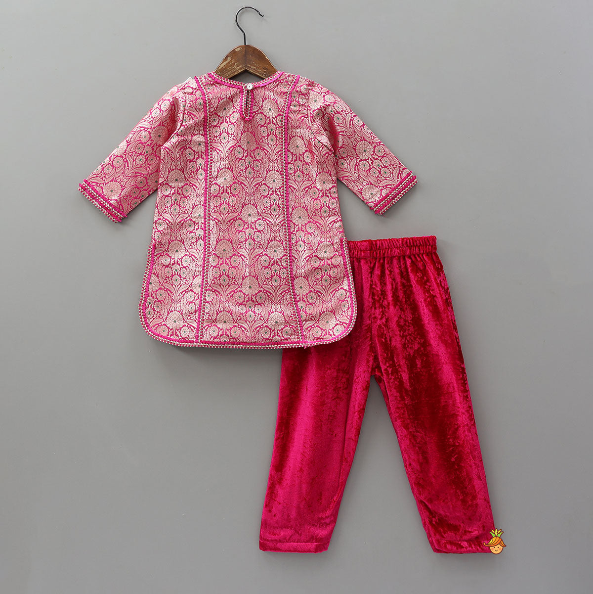 Brocade Kurti And Velvet Pant With Matching Dupatta