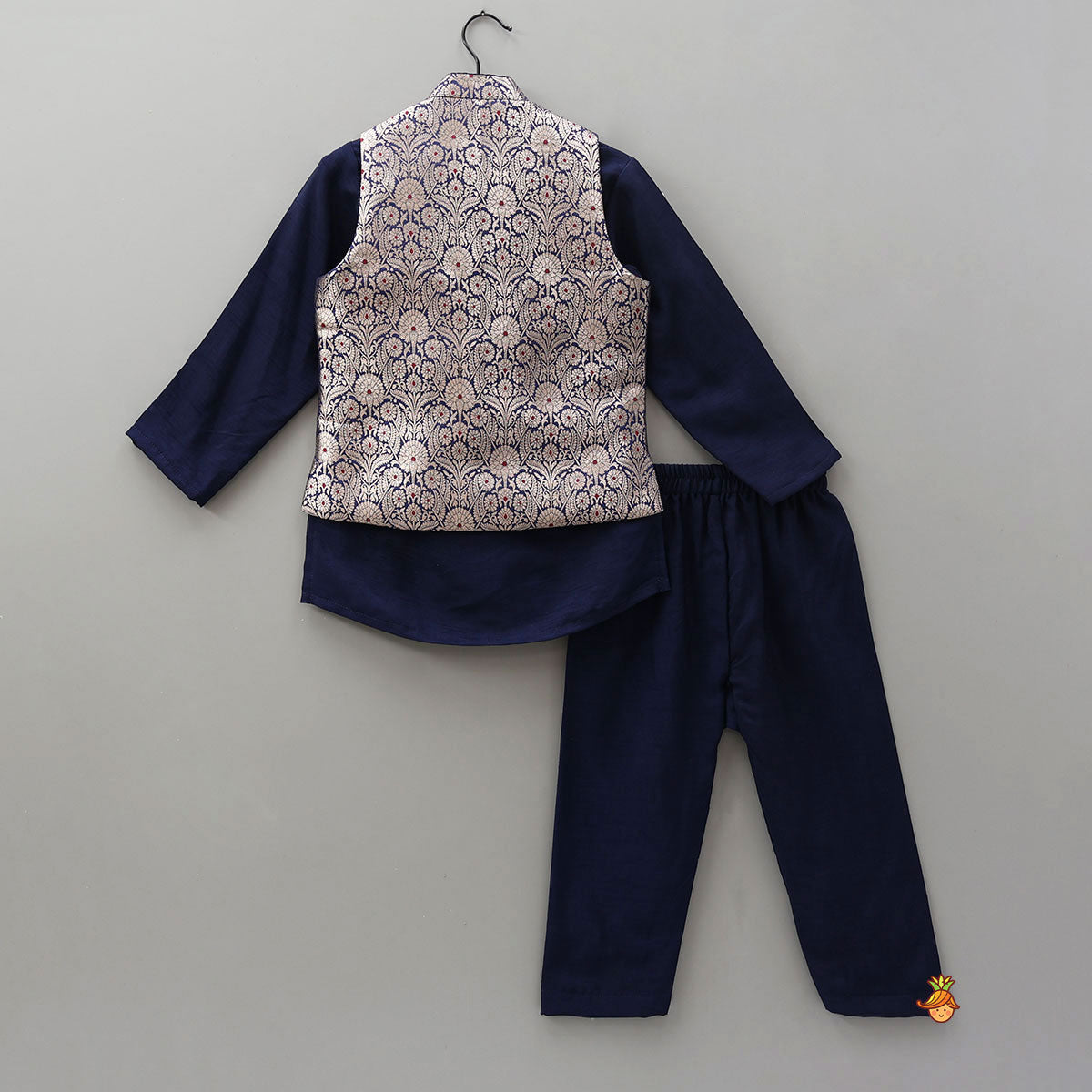 Ethnic Kurta With Brocade Jacket And Pyjama