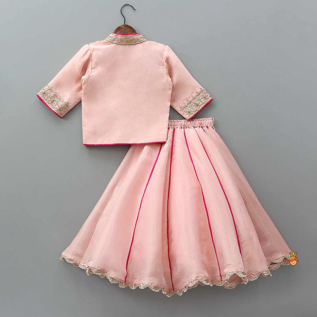 Jacket-Style Embroidered Top And Lehenga