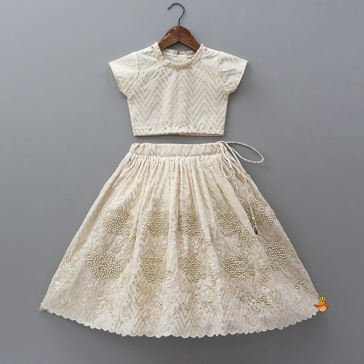 Chevron Detailed Top And Gota Work Lehenga