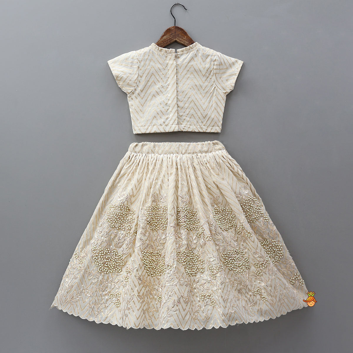 Chevron Detailed Top And Gota Work Lehenga