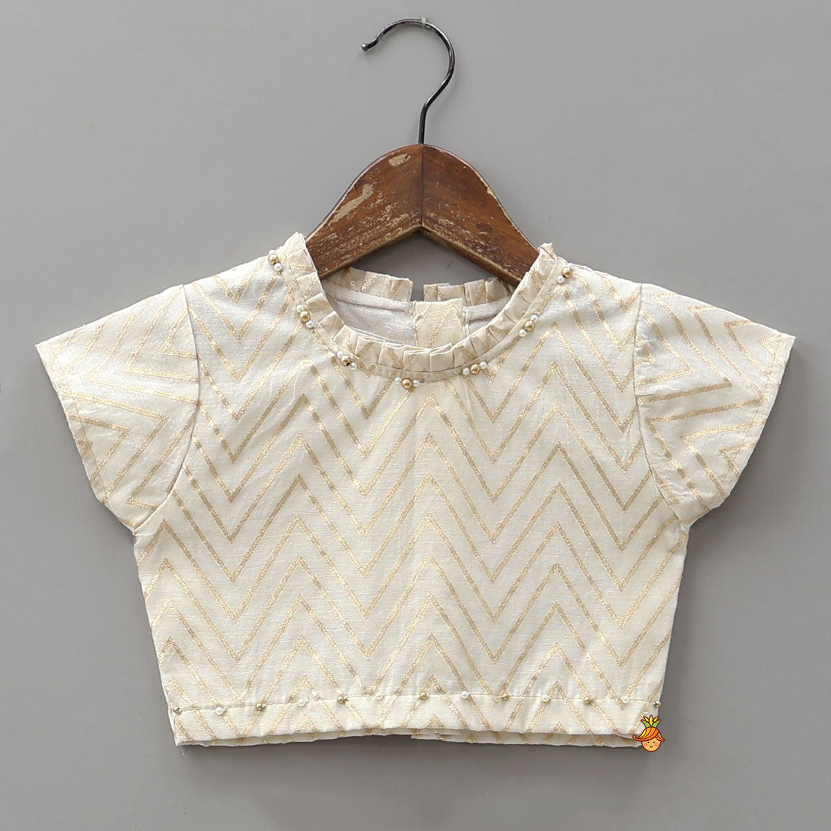 Chevron Detailed Top And Gota Work Lehenga