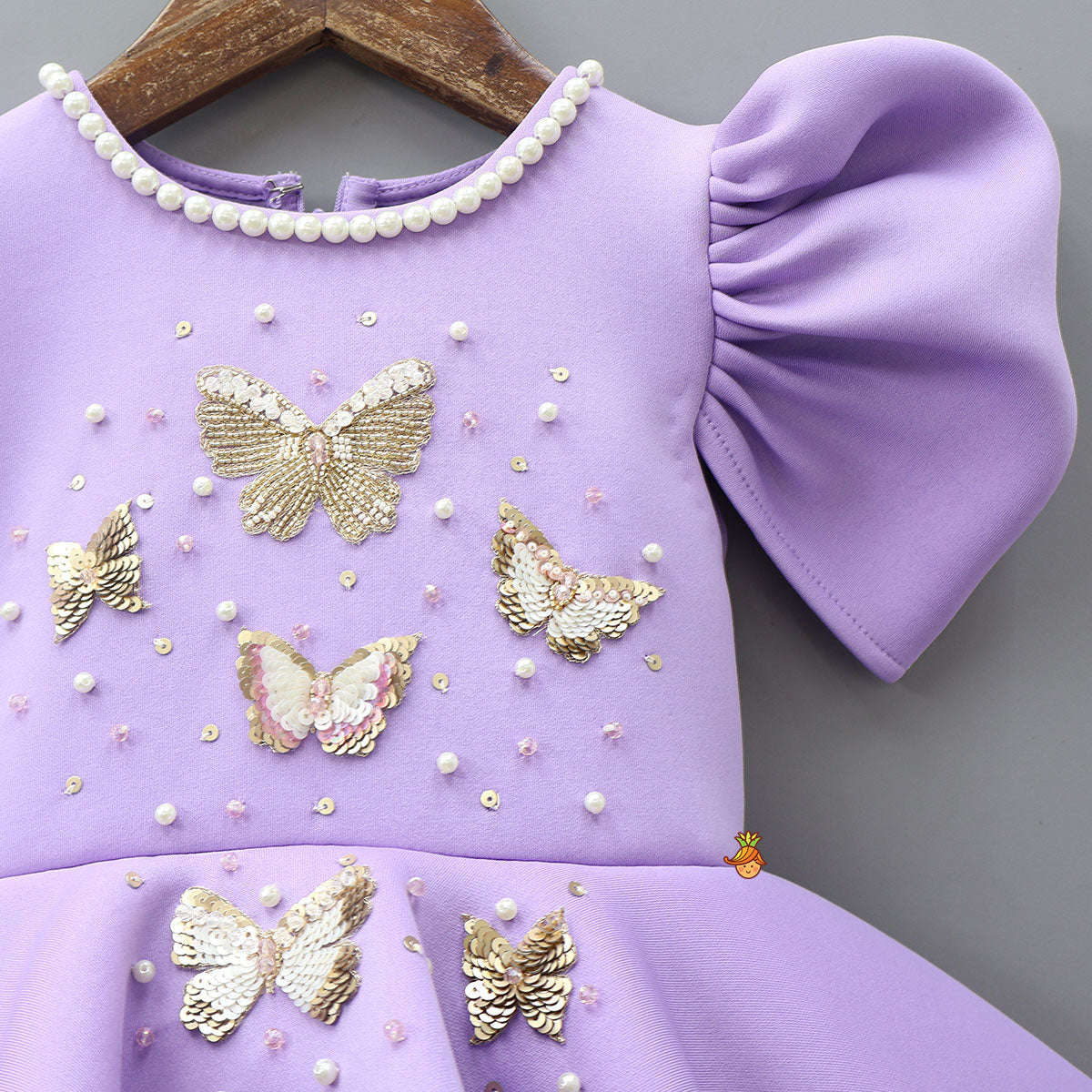 Butterfly Embroidered Dress With Headband