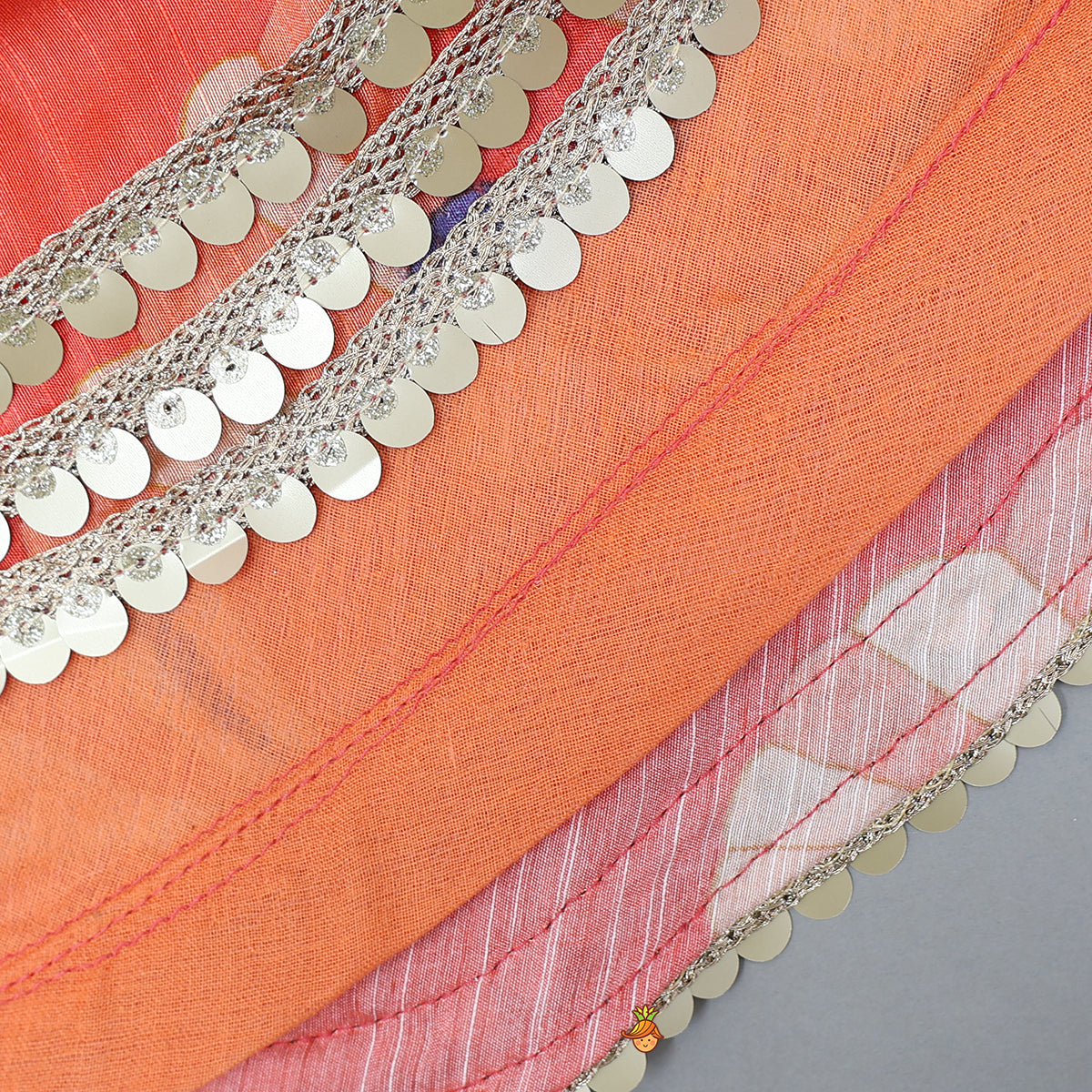 Sleeveless Printed Lace Adorned Kurti With Matching Dhoti