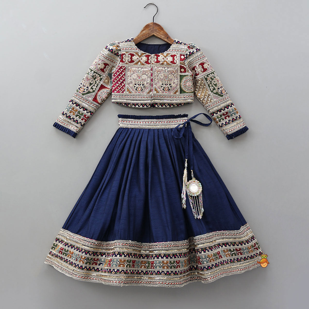 Heavily Embroidered Front-Open Top With Matching Lehenga