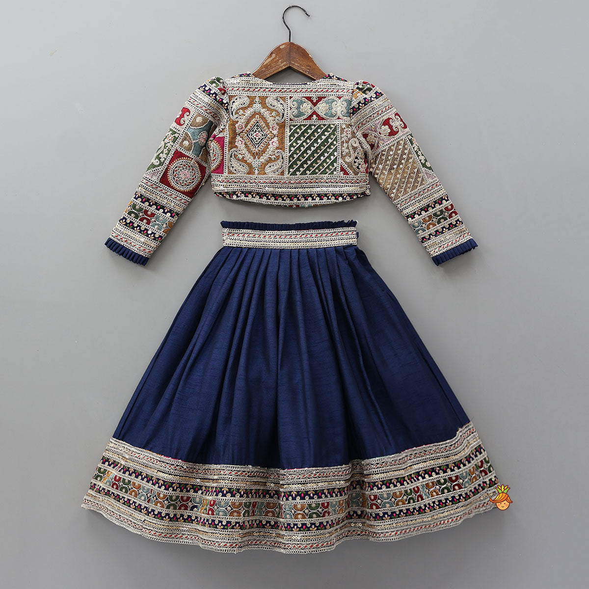 Heavily Embroidered Front-Open Top With Matching Lehenga