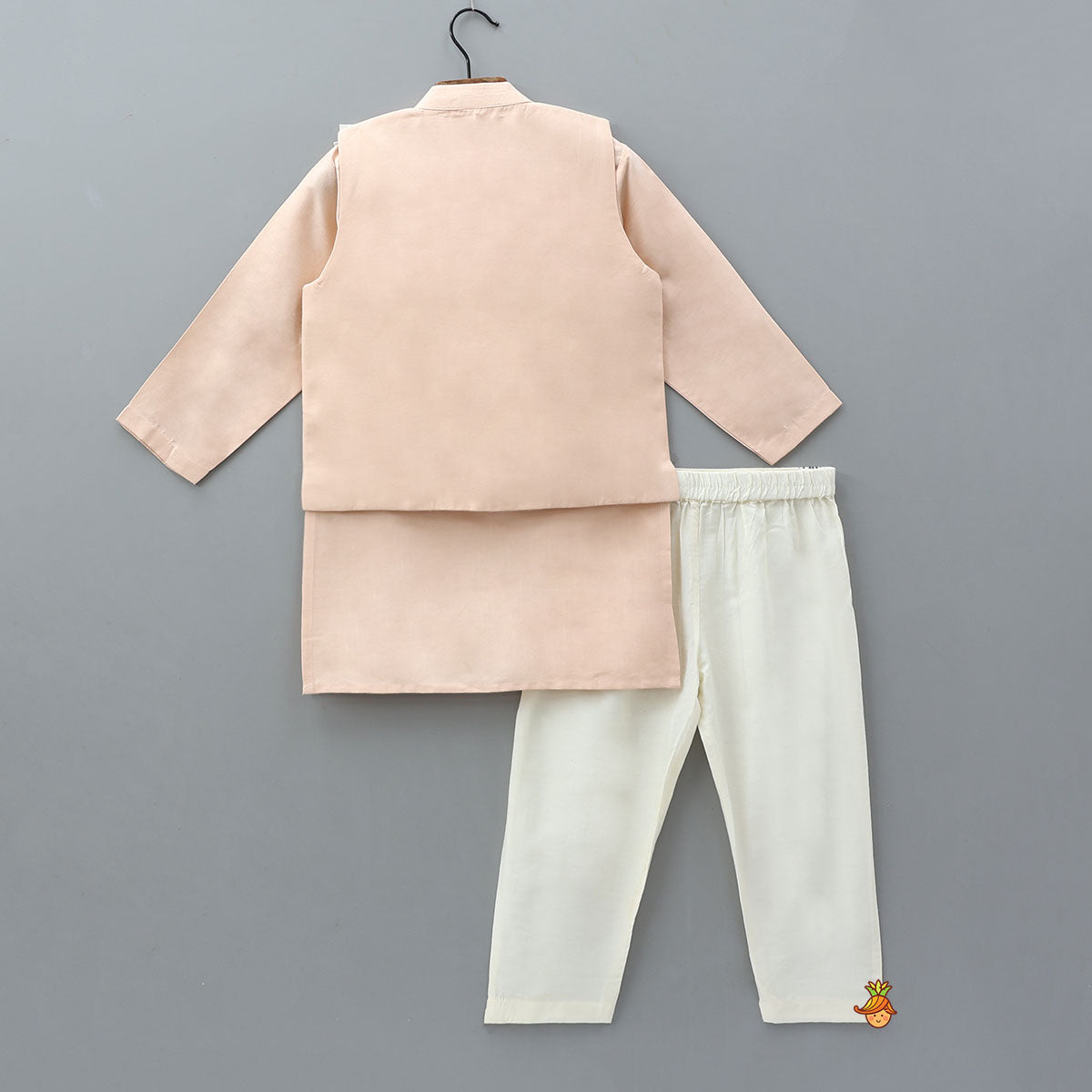 Kurta With Potli Button Detailed Jacket And Pyjama