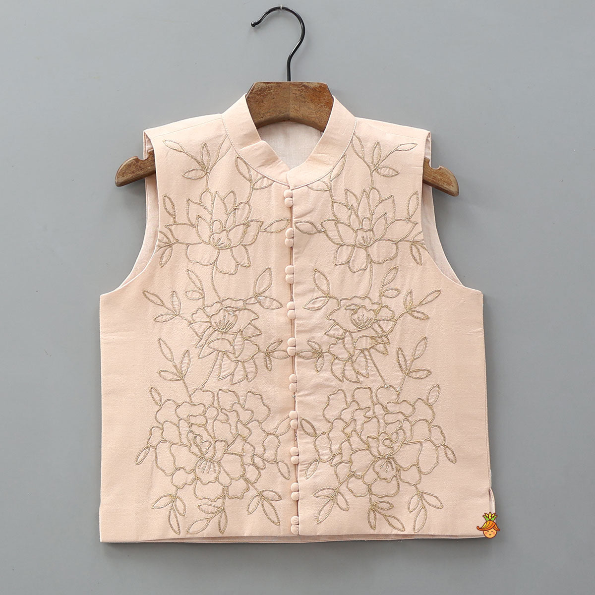 Kurta With Potli Button Detailed Jacket And Pyjama