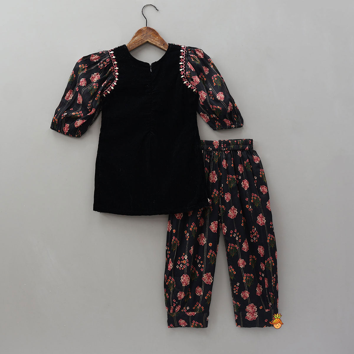 Velvet Kurti With Printed Pant