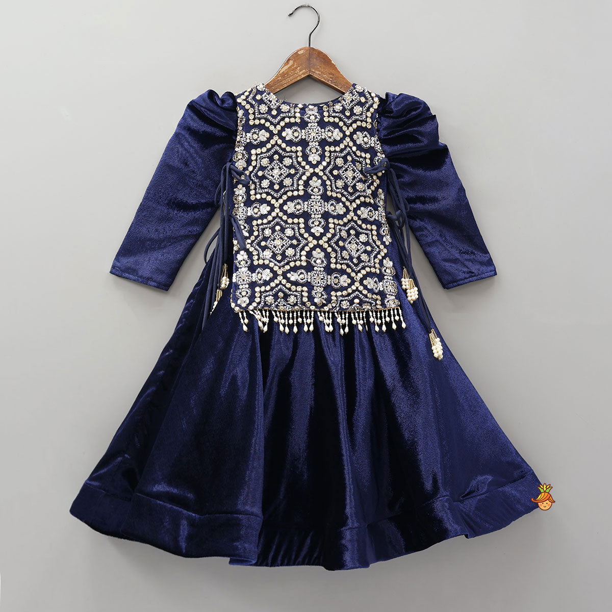 Gorgeous Flared Velvet Anarkali With Embroidered Jacket Style Cape