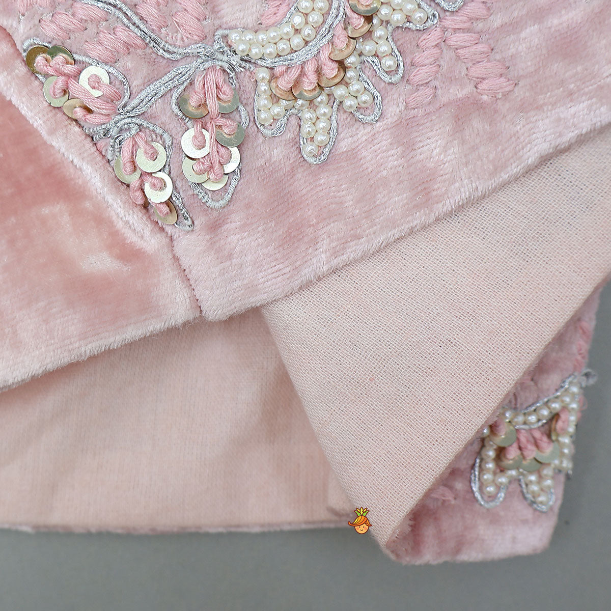 Thread Embroidered Velvet Top And Lehenga