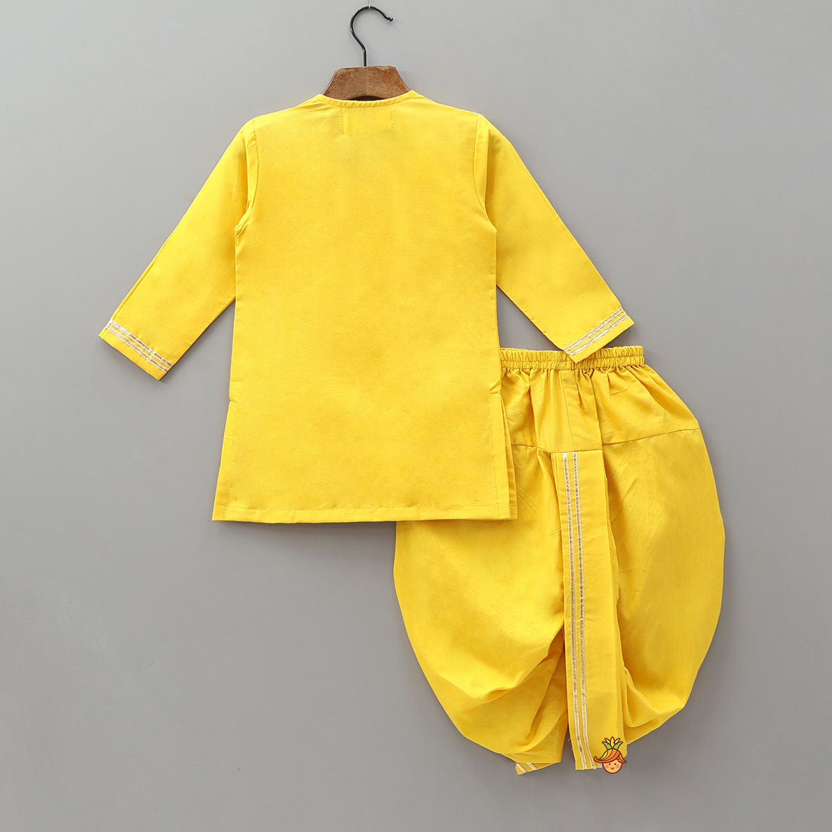 Krishna Applique Work Kurta And Dhoti With Matching Cap And Booties