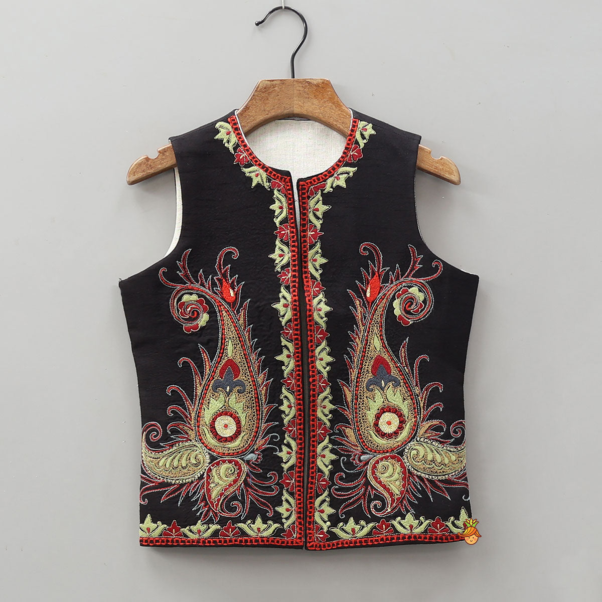 Collar Neck Kurta With Thread Embroidered Jacket And Patiala