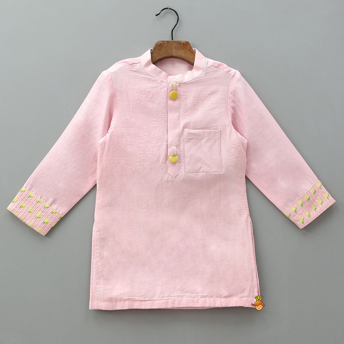 Patch Pocket Kurta With Open Jacket And Pyjama
