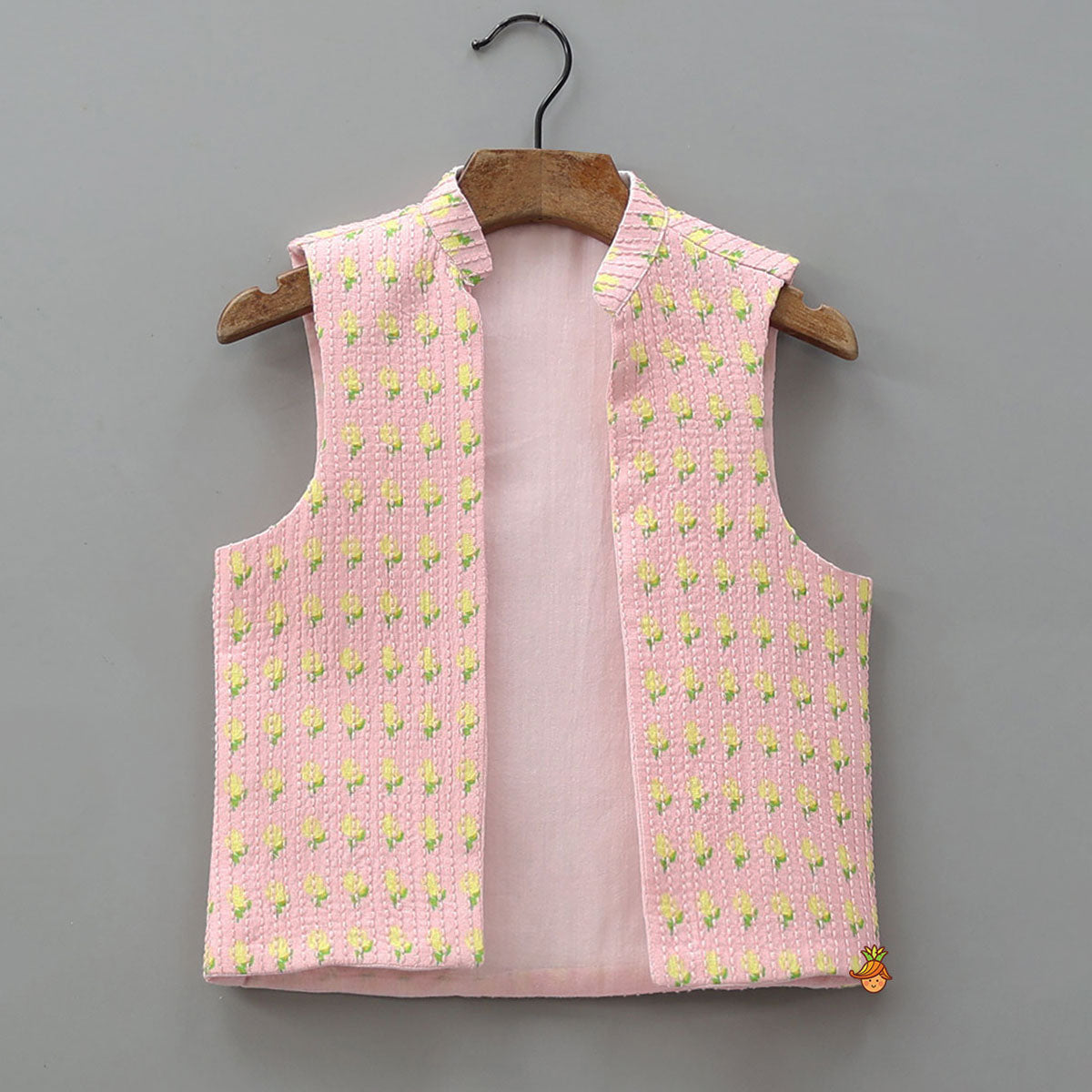 Patch Pocket Kurta With Open Jacket And Pyjama