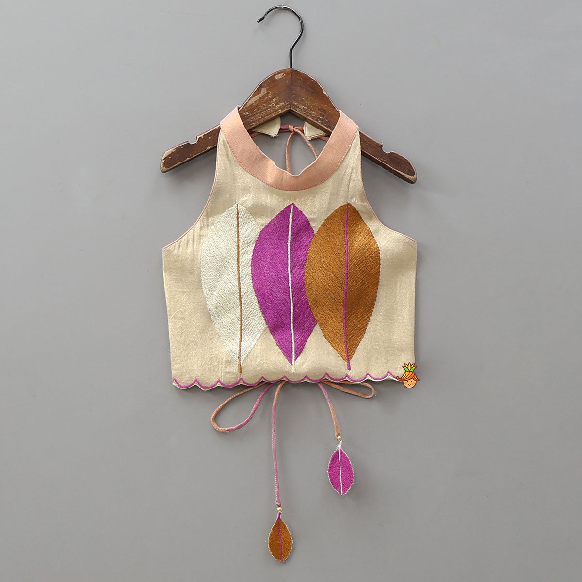 Scalloped Hem Shimmery Top And Panel Lehenga