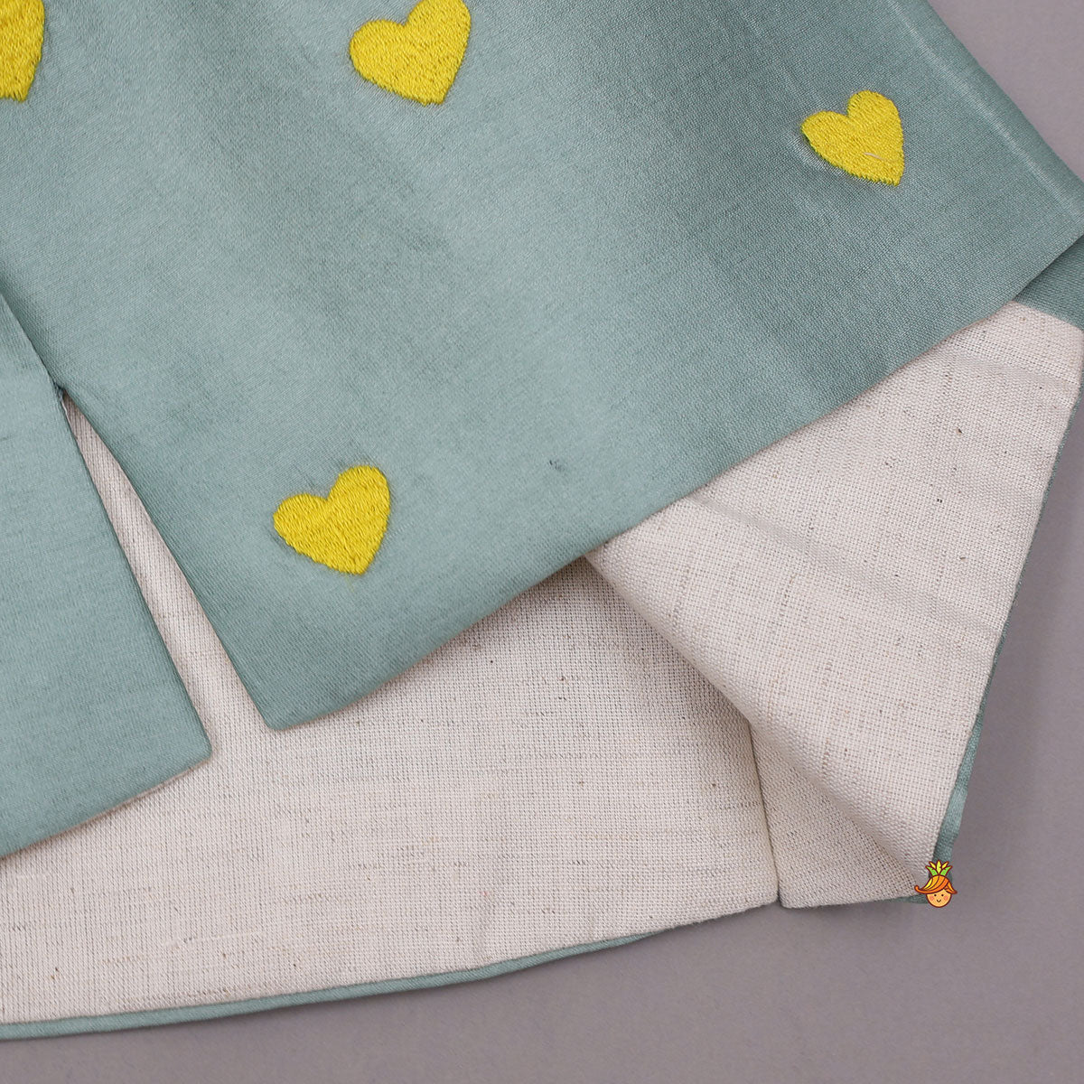 Mandarin-Collar Kurta With Heart-Embroidered Jacket And Pyjama