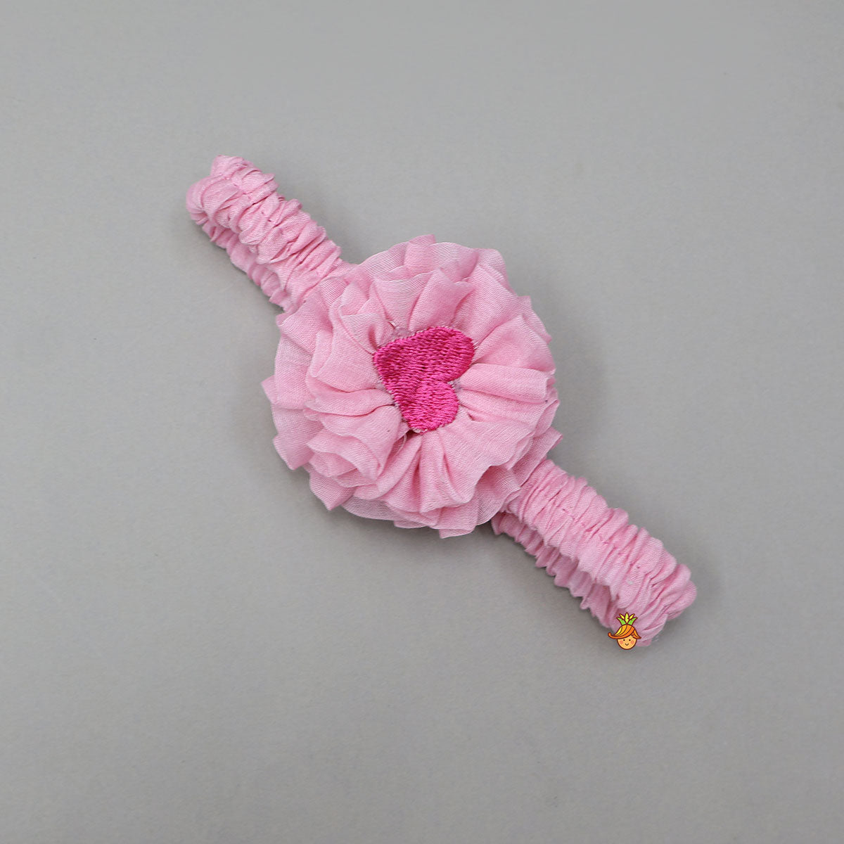 Cute Hearts Embroidered Tie Up Dress With Matching Headband