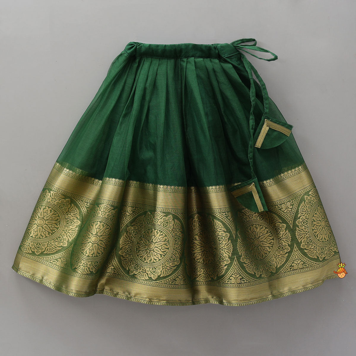 Floral-Embroidered Hem Top And Pleated Lehenga