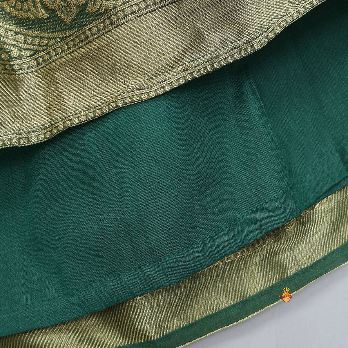 Floral Embroidered Scalloped Hem Top And Pleated Lehenga