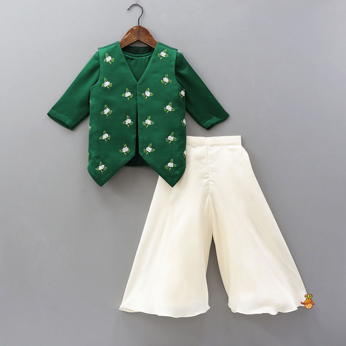 Top With Stylish Hem Jacket And Palazzo