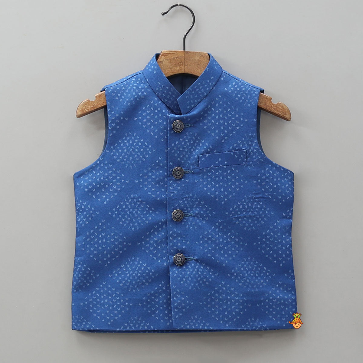 Elegant Printed Kurta With Jacket And Pyjama