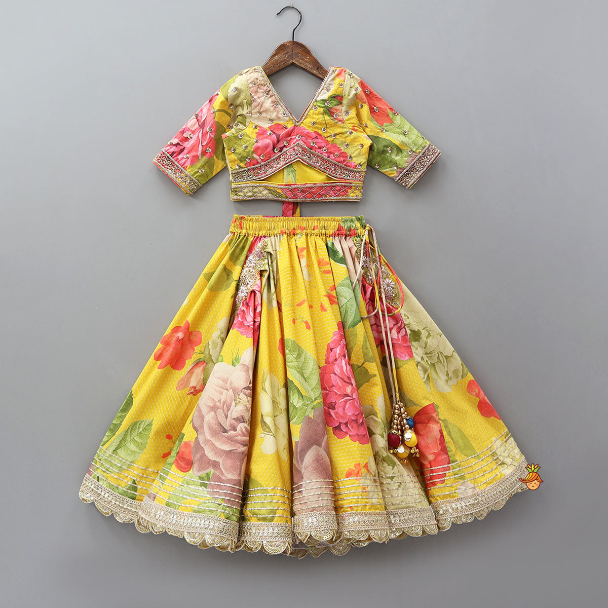 Cut Dana And Sequin Embroidered Top With Flared Lehenga And Dupatta