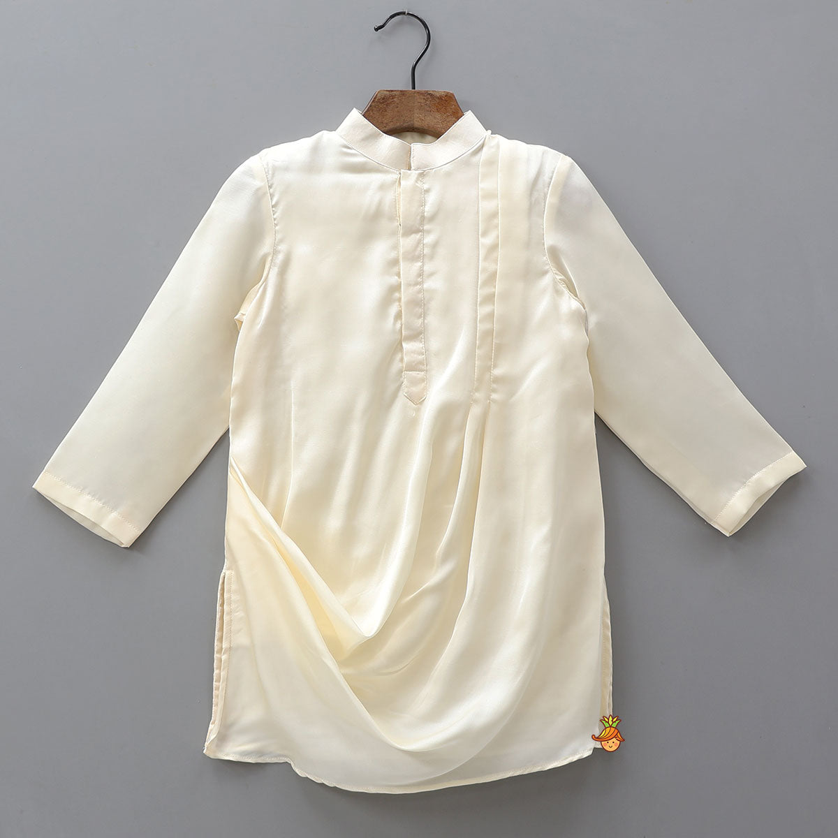 Cowl Kurta With Applique Work Jacket And Pyjama