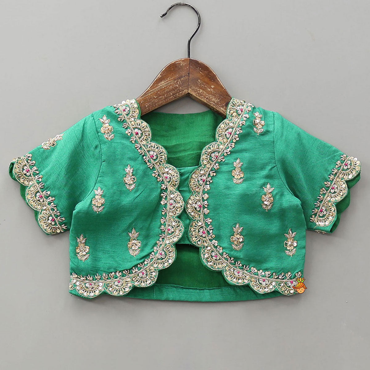 Scalloped Design Top And Brocade Lehenga